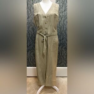 A New Day Tan Sleeveless V-Neck Jumpsuit